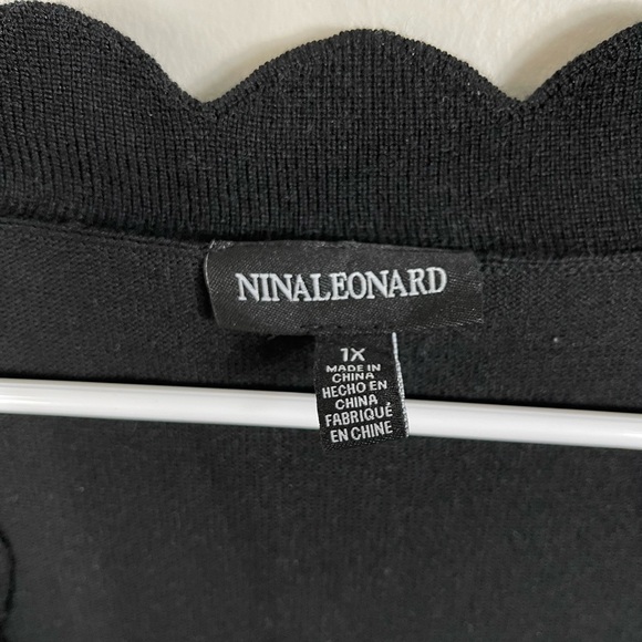 Nina Leonard Scallop Hem Bolero Black Cardigan Women's Event Classic Size 1X - Picture 5 of 13
